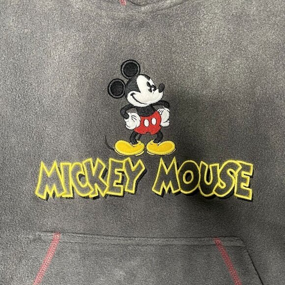 Mickey & Co Women's Small Pullover Fleece Hoodie Gray & Red Embroidered Comfy - Picture 2 of 7